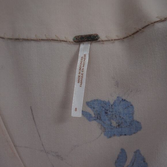 Free People Floral Dress - Size 8 - Tan and Blue - Picture 5 of 6